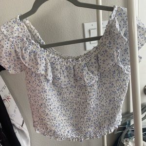 Lush white women’s smocked ruffle top